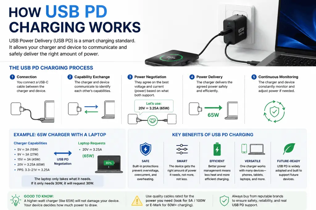 USB Power Delivery negotiation between charger and devices