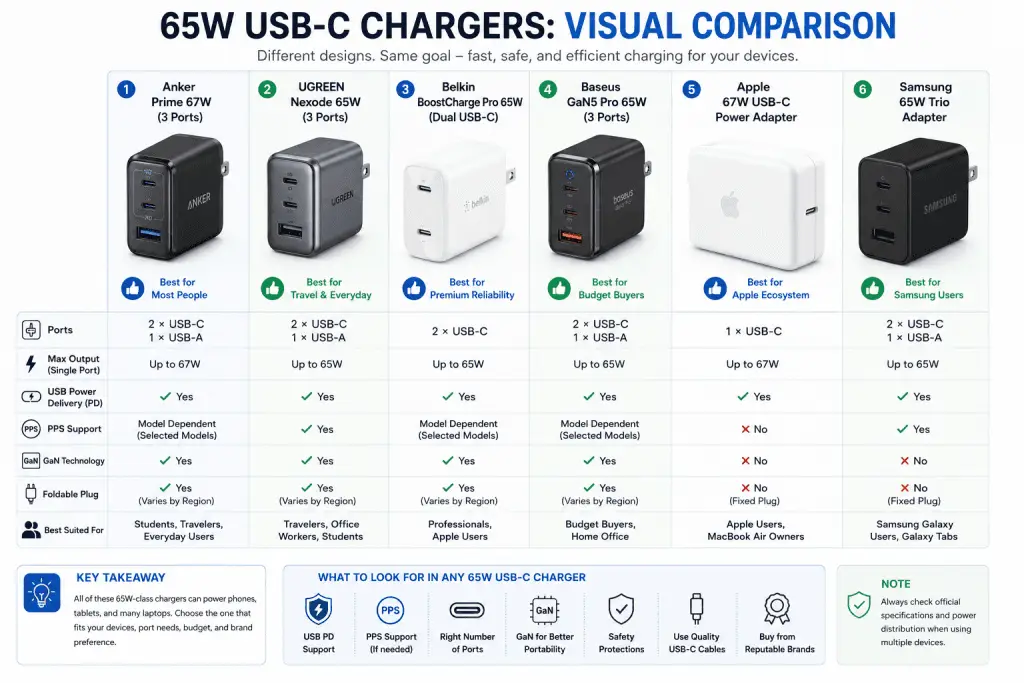 USB PD vs PPS vs GaN comparison infographic
