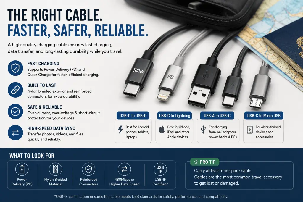 USB-C and Lightning charging cables