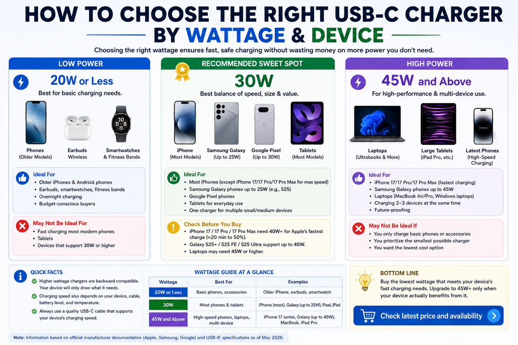 How to choose USB-C charger wattage by device