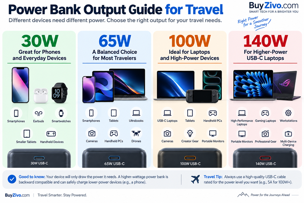30W vs 65W vs 100W vs 140W power bank charging comparison