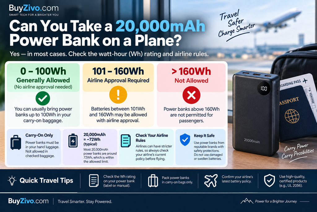 20,000mAh power bank airline carry-on rules and watt-hour limits.