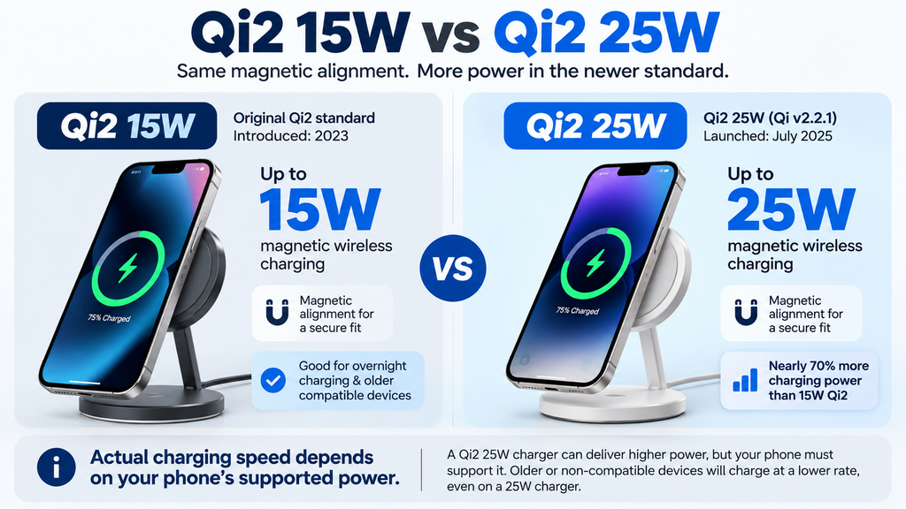 Qi2 15W vs Qi2 25W wireless charging explained